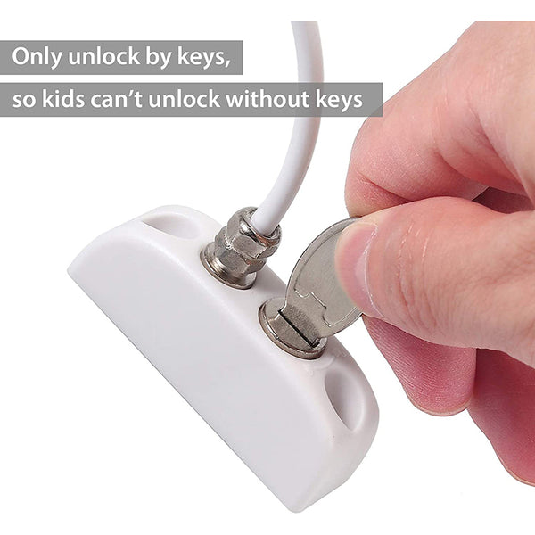 Neoteck 4Pcs UPVC  Restrictor Lock Child Baby Safety Security Wire Catch-White