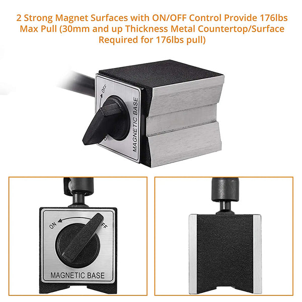Neoteck Magnetic Base Stand for Digital Dial Indicator Gauge 176lbs/80kg Max Pull - Black