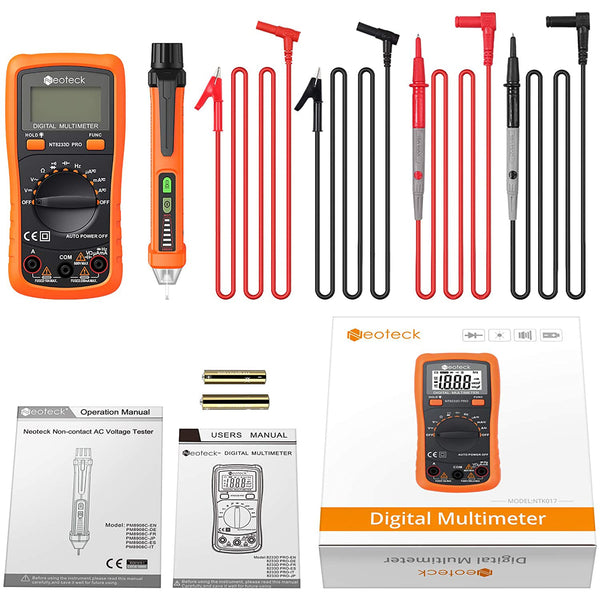 Neoteck Auto Ranging Digital Multimeter and Non-Contact Voltage Power Tester Set