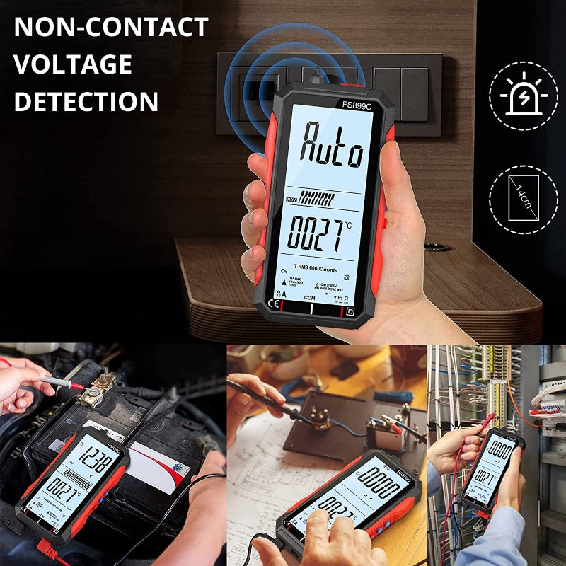 Neoteck Digitale multimeter, voltmeter, 2000 teller, spanningsmeter, AC/DC, stroom, spanning, weerstand, capaciteit, NCV, frequentie, temperatuur, meetinstrument met krokodillenklem - rood Neoteck Digitale multimeter, voltmeter, 2000 teller, spanningsmeter, AC/DC, stroom, spanning, weerstand, capaciteit, NCV, frequentie, temperatuur, meetinstrument met krokodillenklem - rood