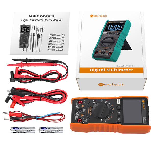 Neoteck 9999 Counts TRMS Auto Range Digital Multimeter with Large Black EBTN Screen - Orange