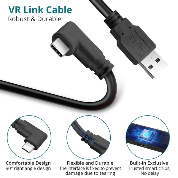 18W Link VR Cable 16FT Compatible with Oculus Quest 2 Port USB 3.0 to USB C Transmission Rate 5Gbps for 120HZ PC/Steam VR Video Games Accessories Wearable