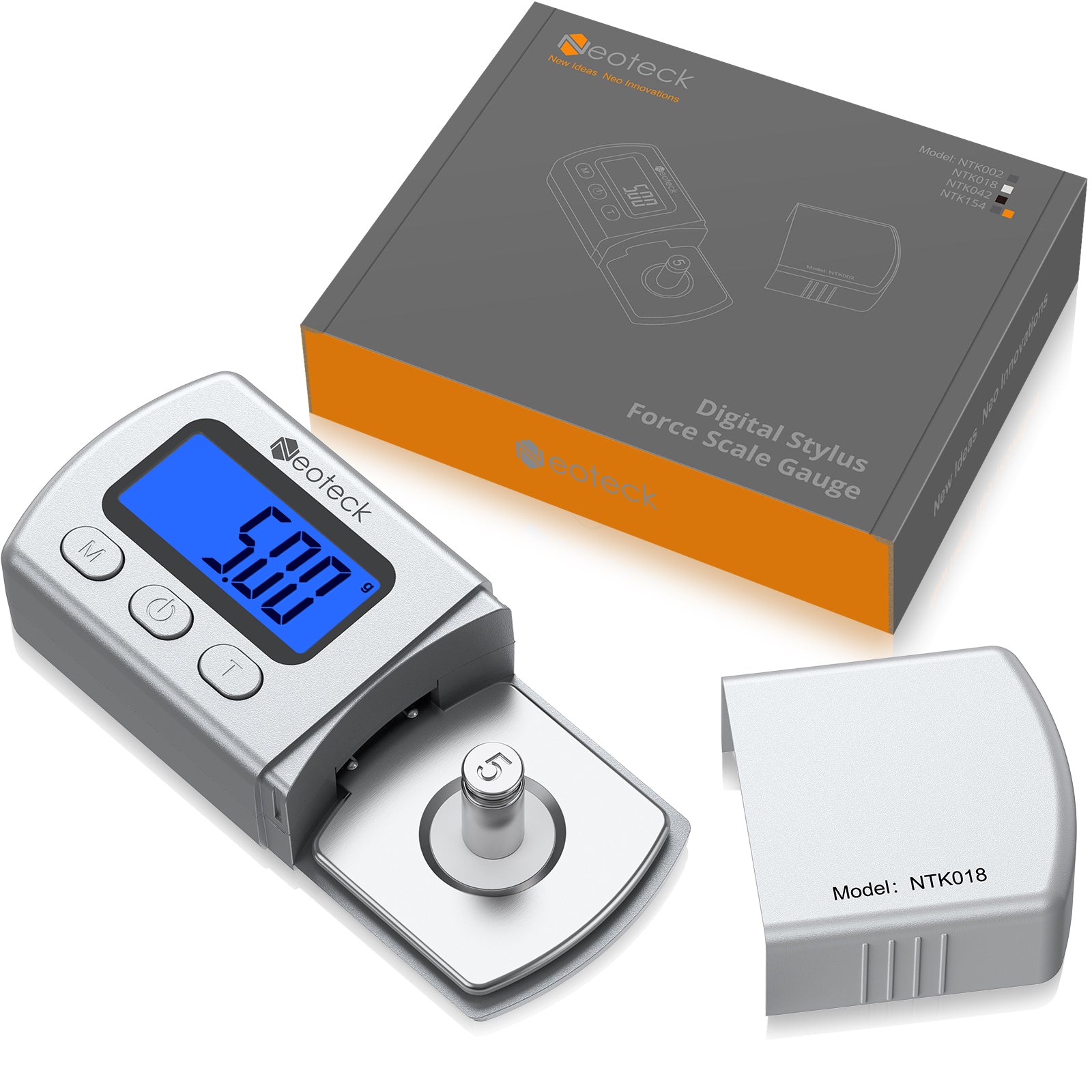 Neoteck Digital Turntable Stylus Force Gauge with 5.00g Calibration Weight - Silver