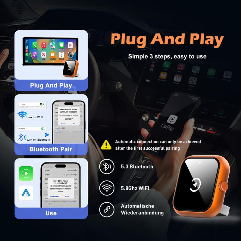 Wireless carplay Adapter orange
