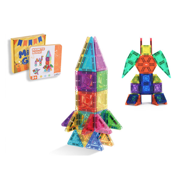 Mini Magnetic Tiles, 60PCS Travel Magnetic Tiles with Case, STEM Educational Building Set Construction Toys for Kids Ages 3+, Portable Building Toys for Toddlers, Boys & Girls Birthday Gift