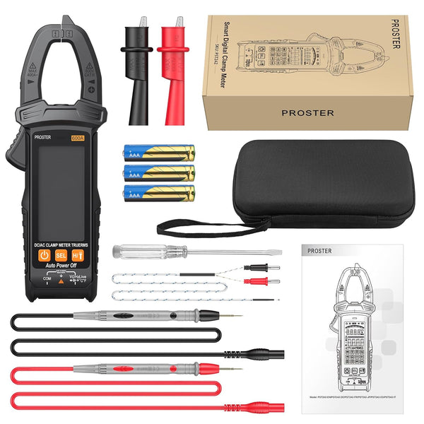 Digital Clamp Meter, 600A DC AC Current, 600V AC/DC Voltage NCV Continuity Capacitance Resistance Frequency Diode Hz Test