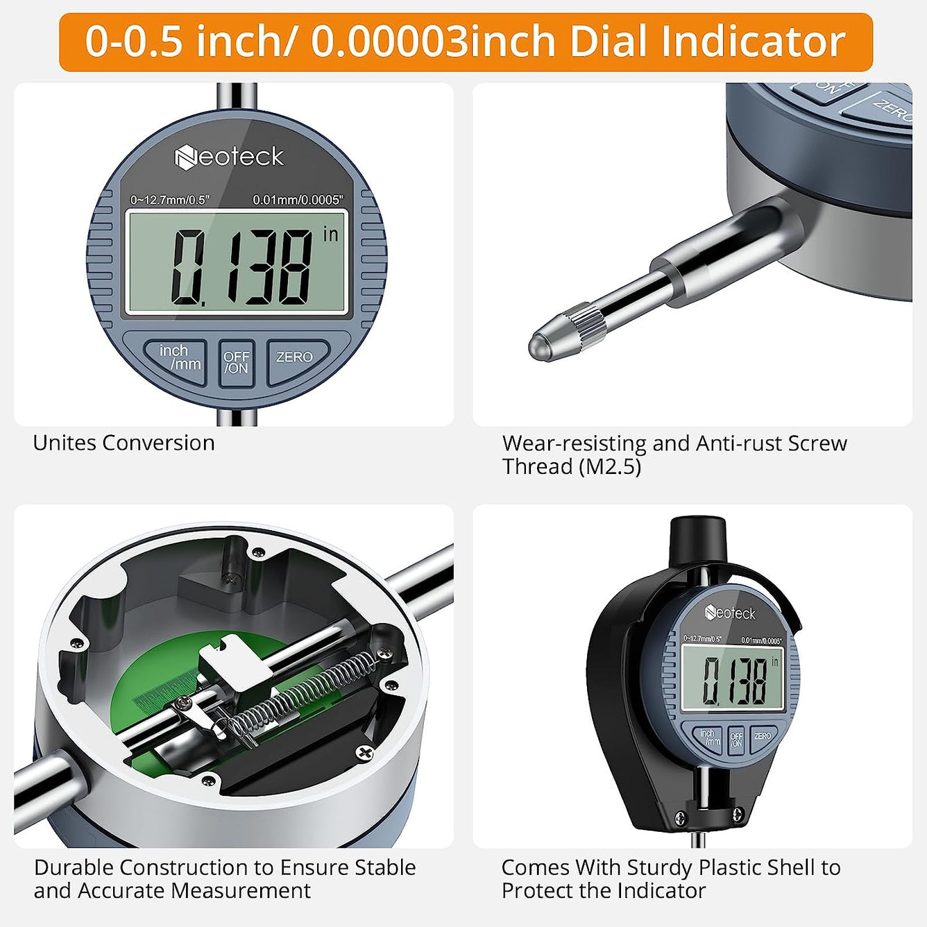 Neoteck Bore Gage Set Digital Indicator Dial Bore Gauge (2