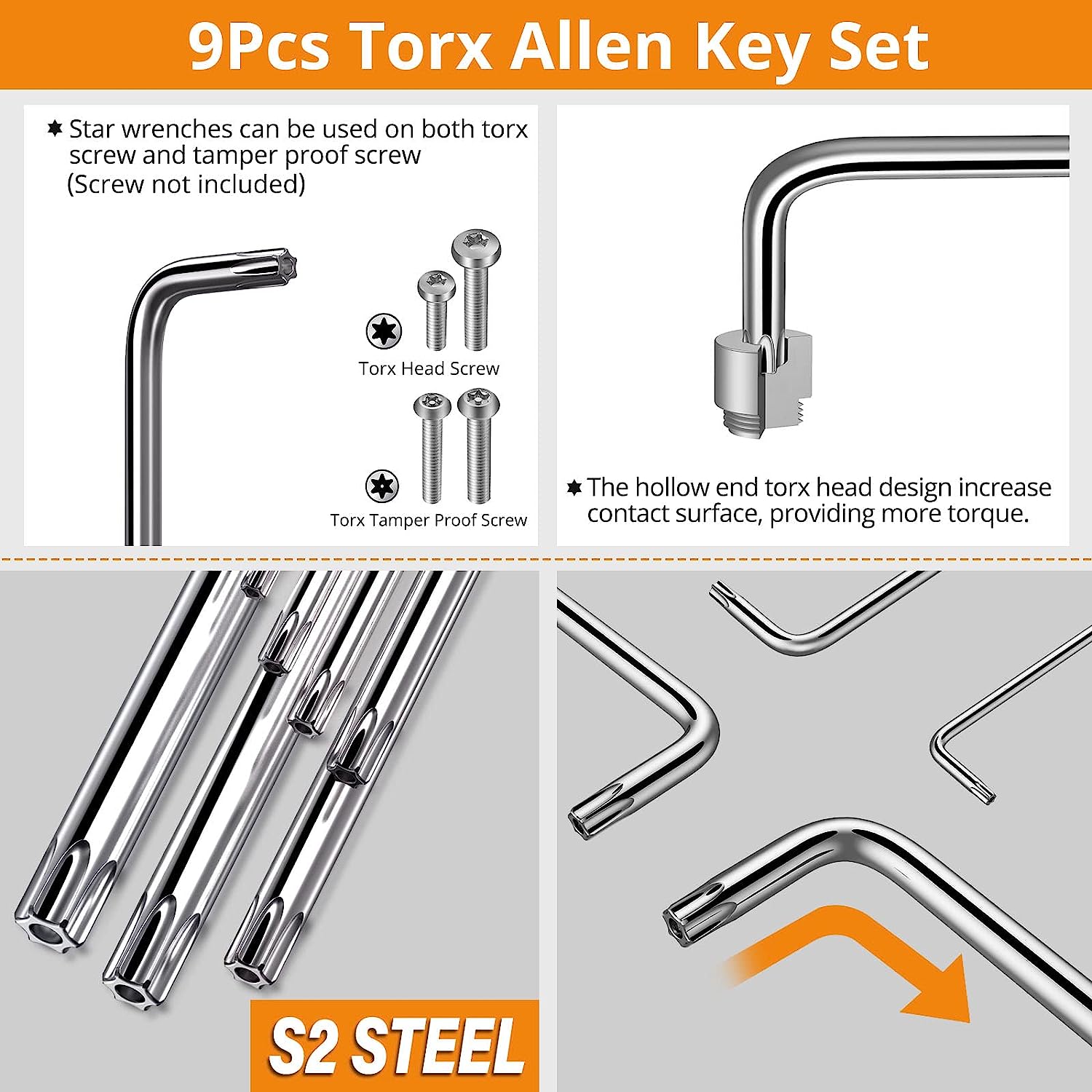 Neoteck 18PCS Allen Key Set & Torx Key Set for Furniture Assembly, Bicycle Repair, DIY