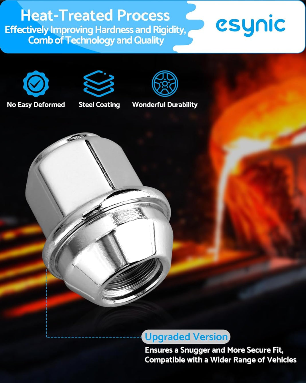 eSynic Wheel Nuts Set for Ford 20Pcs Professional M12x1.5 Chrome Steel 19mm Hex Locking Wheel Nut Bolts for 2011-2020 Ford Focus Ranger Mondeo Escape Fusion EcoSport Transit Connect,Lincoln MKC MKZ