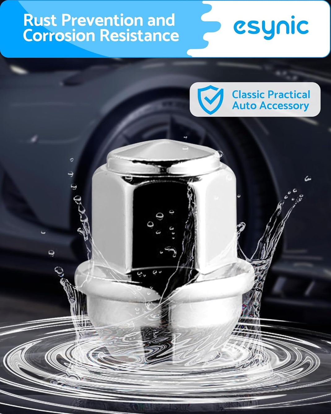 eSynic Wheel Nuts Set for Ford 20Pcs Professional M12x1.5 Chrome Steel 19mm Hex Locking Wheel Nut Bolts for 2011-2020 Ford Focus Ranger Mondeo Escape Fusion EcoSport Transit Connect,Lincoln MKC MKZ