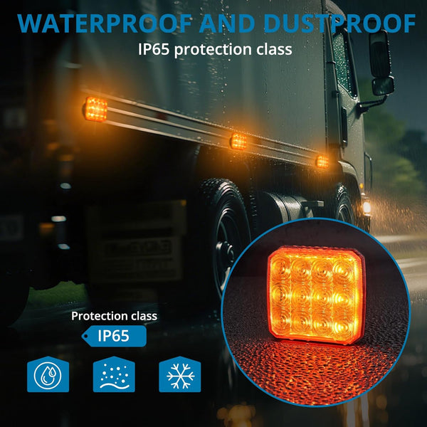 AUTOUTLET 2pcs Rechargeable Flashing Lights for Vehicles, Magnetic Strobe Hazard Lights, Wireless Portable Amber Led Warning Beacon Emergency Light for Trucks Bus Tractor Oversize Trailer
