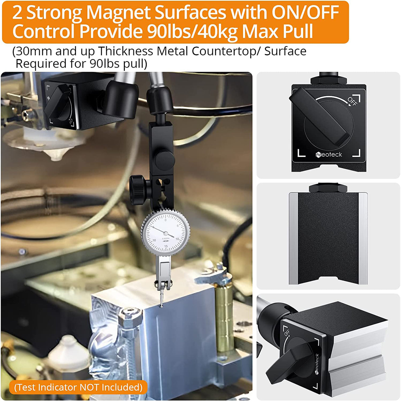 Neoteck Magnetic Base Stand for Digital Dial Indicator Gauge 90lbs/40k