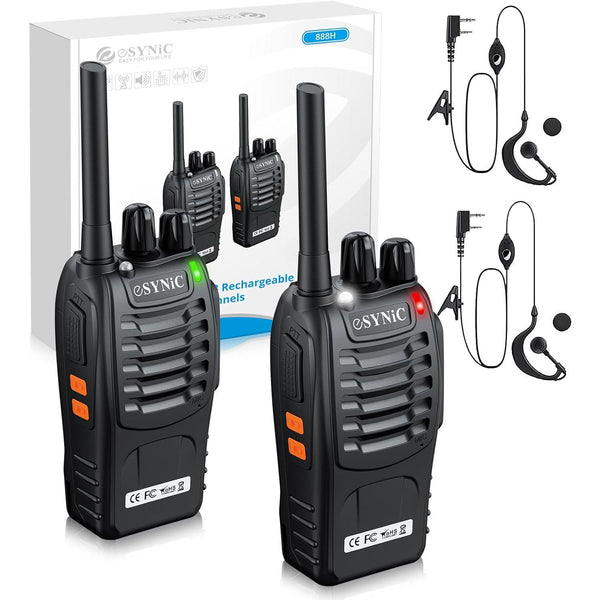 2Pcs Professional 2 Way Radio Walkie Talkies Portable Adult Walkie Talkies Rechargeable Support 16 Channel VOX Function with Original Earpieces Perfect for Daily Use Audio Communication Mother's Day Gift