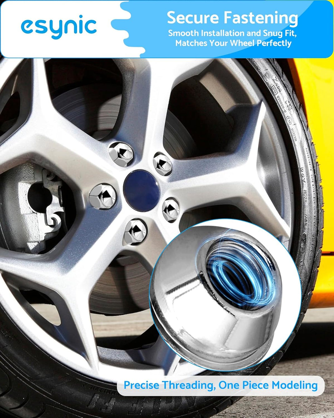 eSynic Wheel Nuts Set for Ford 20Pcs Professional M12x1.5 Chrome Steel 19mm Hex Locking Wheel Nut Bolts for 2011-2020 Ford Focus Ranger Mondeo Escape Fusion EcoSport Transit Connect,Lincoln MKC MKZ