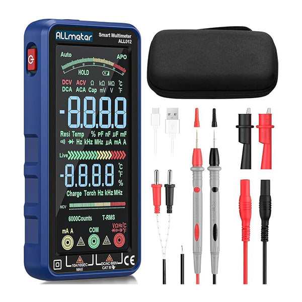 ALLmeter Digital Multimeter 6000 Counts Current Meter with Colour Screen CAT II 1000V CAT III 600V True RMS Voltmeter for AC/DC Voltage Current Capacity Resistance Diodes Frequency Temperature NCV