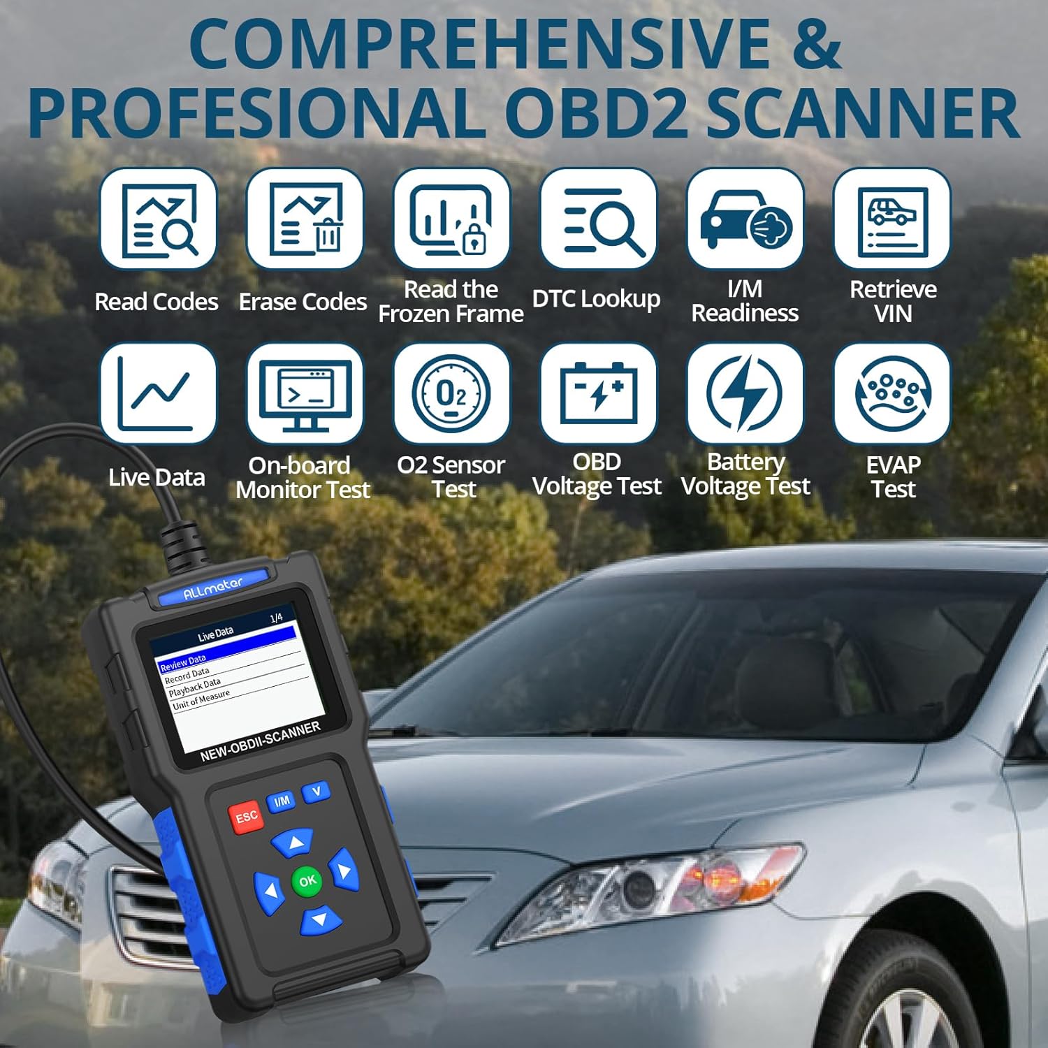 OBD2 Scanner OBDII Car Diagnostic Scanner - 2.4'' Color Screen,Suppor ...