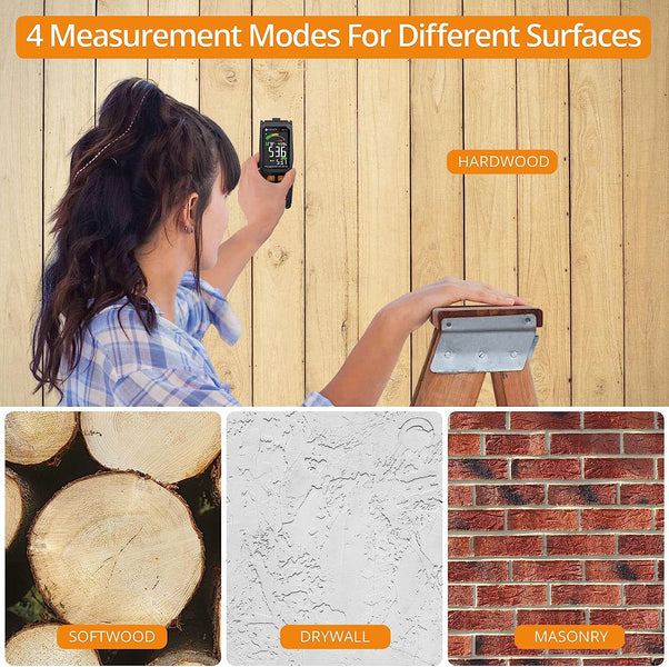 Neoteck Wood Moisture Meter Pinless Moisture Meter ±4％ Accuracy & 20mm
