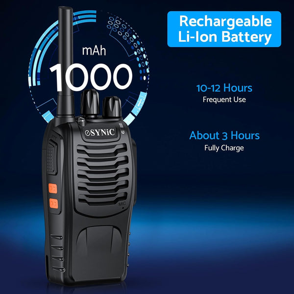 2Pcs Professional 2 Way Radio Walkie Talkies Portable Adult Walkie Talkies Rechargeable Support 16 Channel VOX Function with Original Earpieces Perfect for Daily Use Audio Communication Mother's Day Gift