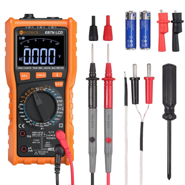 Neoteck Auto Ranging Digital Multimeter AC/DC Voltage Current Ohm  Capacitance Frequency Diode Transistor Audible Continuity, Multi Tester  with Backlit