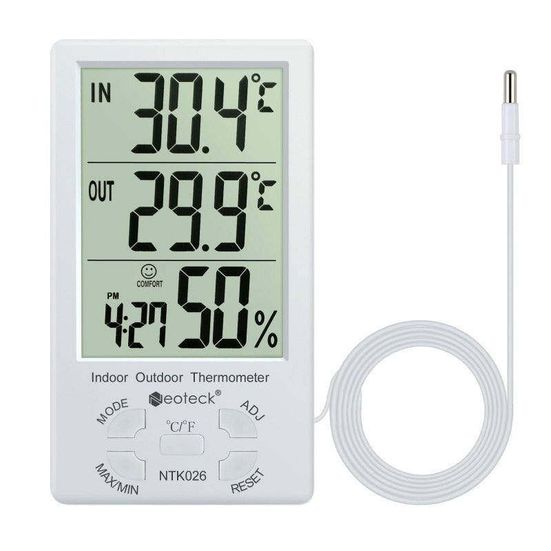 Neoteck 2 in 1 Indoor Outdoor Thermometer Digital LCD Thermometer Hygrometer with 1.5m Sensor Wire