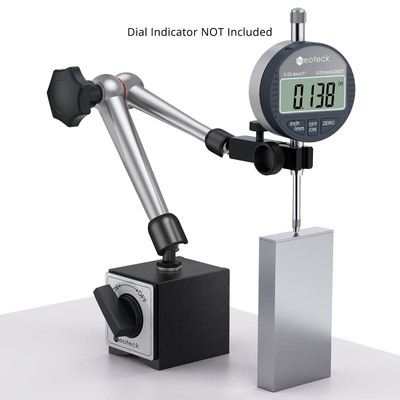 Neoteck Magnetic Base Stand for Digital Dial Indicator Gauge 176lbs/80kg Max Pull - Silver