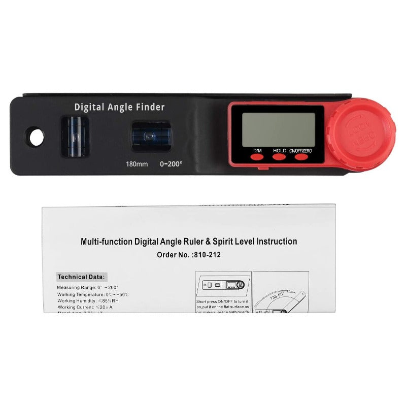 Neoteck Digital Angle Finder 0-200°Protractor Spirit Level Angle Gauge