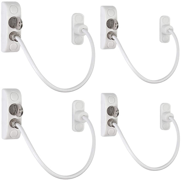 Neoteck 4Pcs UPVC  Restrictor Lock Child Baby Safety Security Wire Catch-White