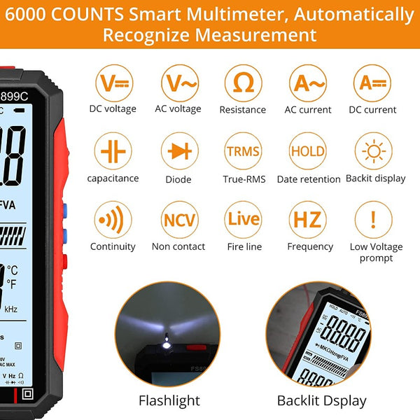 Neoteck USB Rechargeable Multimeter 6000 Counts