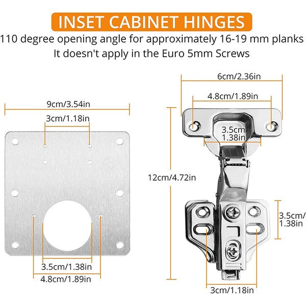 Neoteck 110° Soft Close Cabinet Inset Hinges Repair Plates Kit