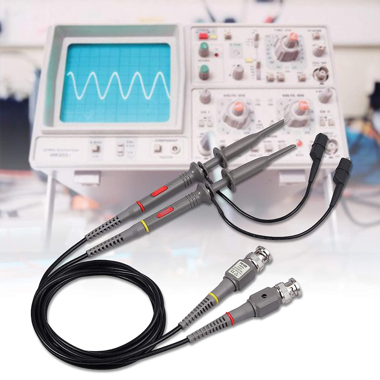 Neoteck P6100 Oscilloscope Probe Kit 100MHz Oscilloscope Clip Probes with BNC to Minigrabber Test Lead Kit