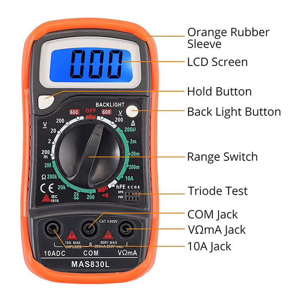 Neoteck Portable Digital Multimeter with case 1999 Counts Backlight
