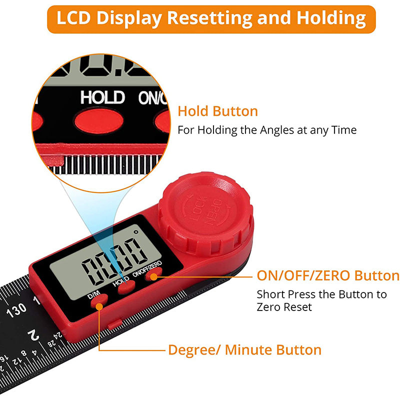 Neoteck Digital Angle Finder Ruler 7-Inch 200mm Protractor Angle Gauge