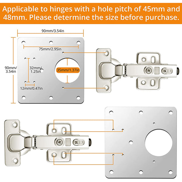 Neoteck 10PCS Cabinet Hinges Repair Plate with Fixing Screw Stainless Steel