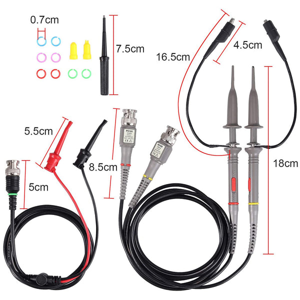Neoteck P6100 Oscilloscope Probe Kit 100MHz Oscilloscope Clip Probes with BNC to Minigrabber Test Lead Kit
