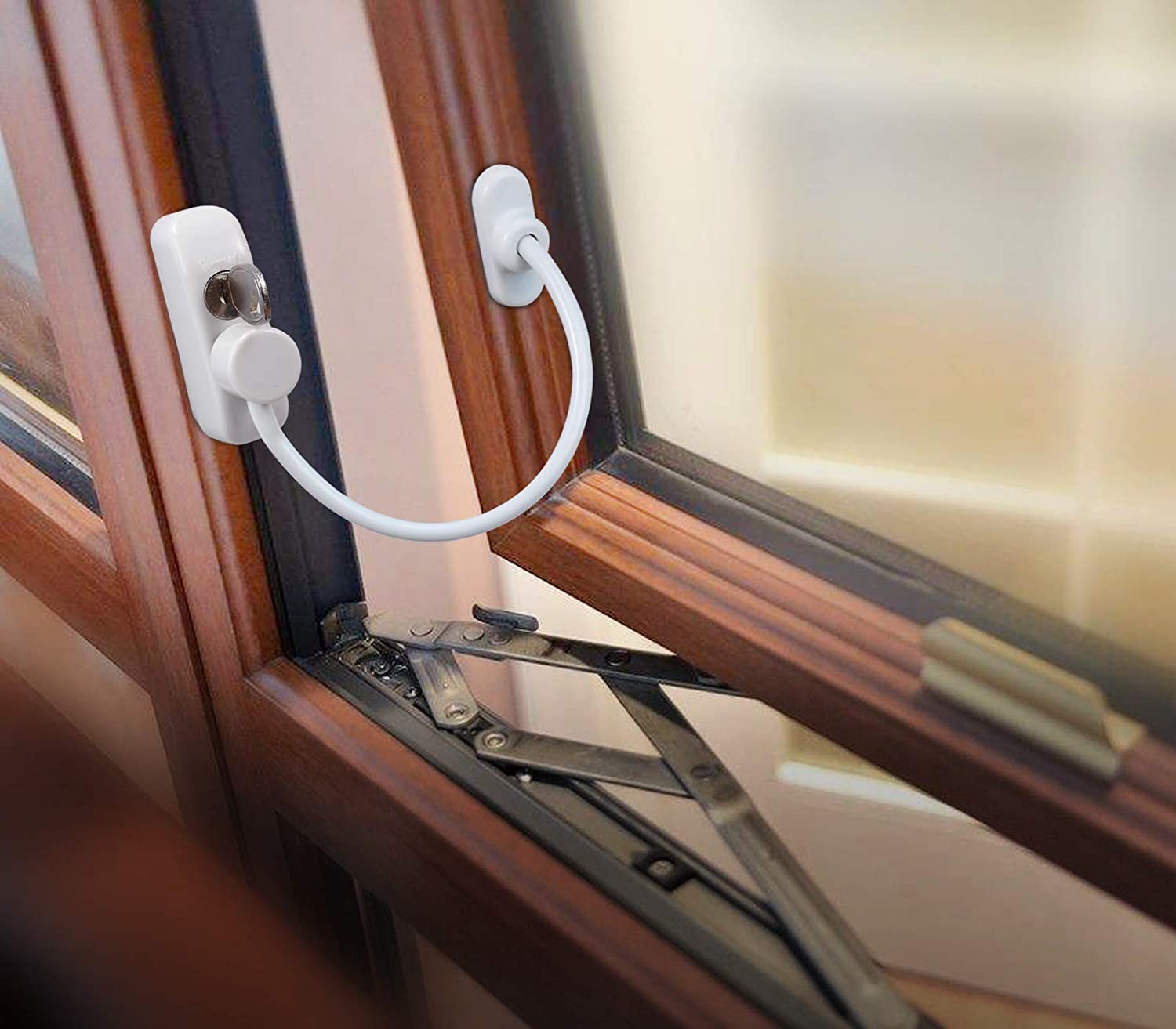 Neoteck 2PCS Window Door Cable Restrictor Lock White
