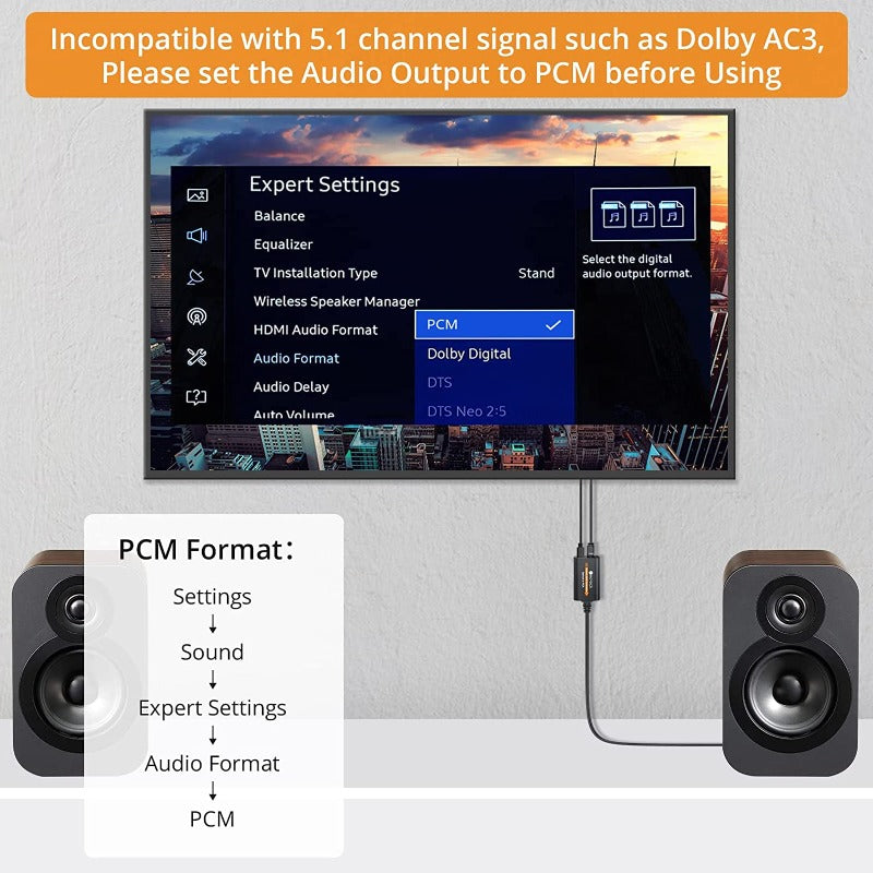 Neoteck 192kHz DAC Converter SPDIF to RCA Built-in Audio Amplifier Chipset