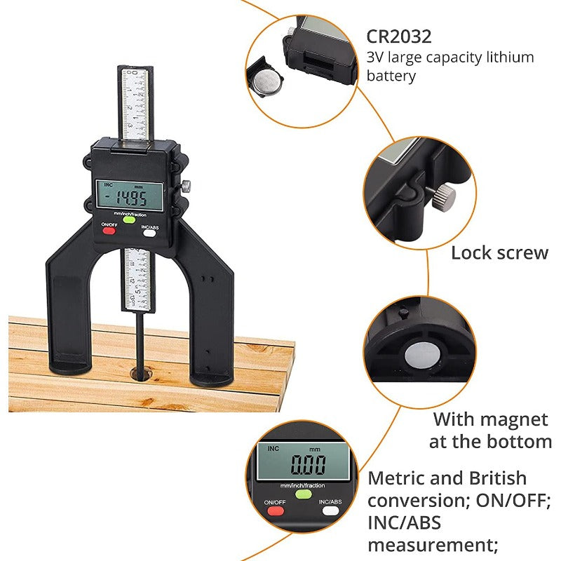 Neoteck Inclinometer and Depth Gauge Digital Measurement Tool Set
