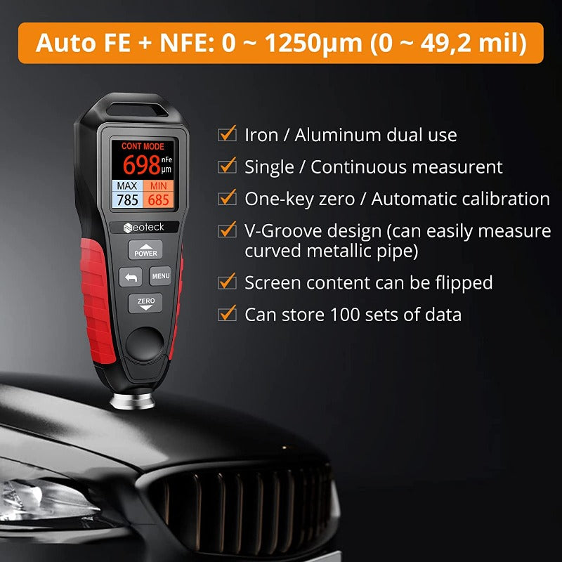Neoteck Car Paint Coating Thickness Gauge with TFT LCD Display