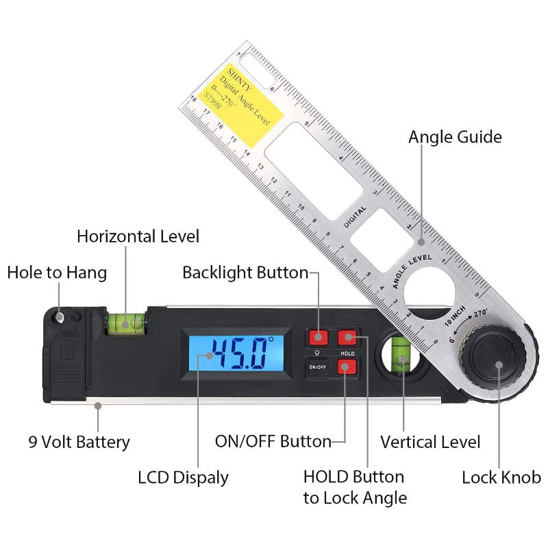 Neoteck Digital Inclinometer Protractor Angle Finder