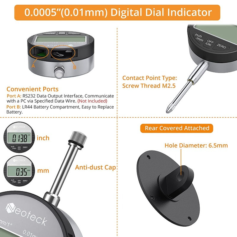 Neoteck DTI Digital Dial Indicator - Black 
