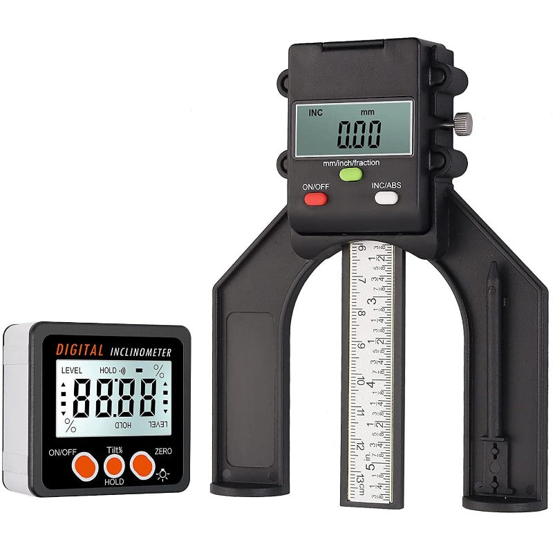 Neoteck Inclinometer and Depth Gauge Digital Measurement Tool Set