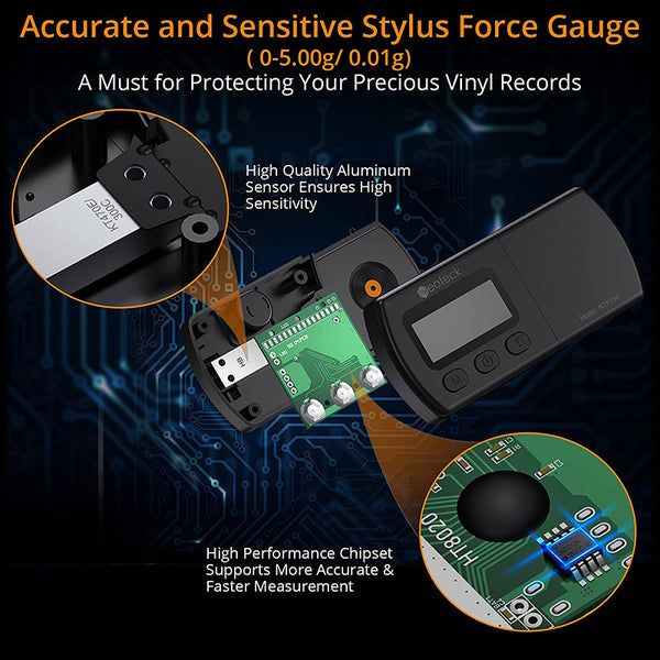Neoteck Digital Turntable Stylus Force Scale Gauge 0.01g/5.00g LCD Backlight