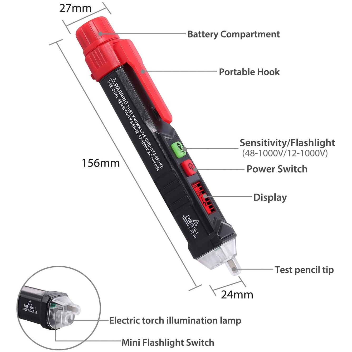 Neoteck Professional Non-Contact AC Voltage Tester Pen