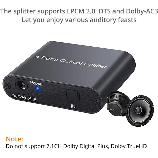 Neoteck Digital Optical Audio 1x4 Splitter SPDIF Toslink Optical Fiber