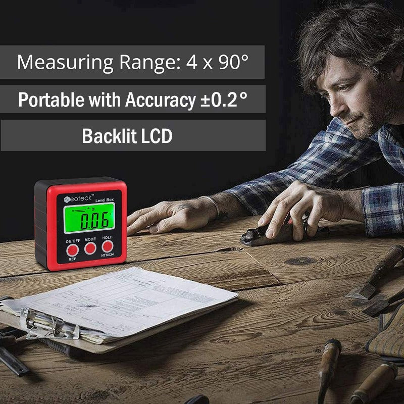 Neoteck Backlight LCD Digital Angle Finder - Red