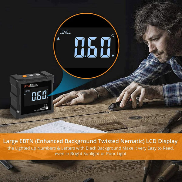 Neoteck Digital Angle Gauge with 4 Magnetic Fates and EBTN Backlight