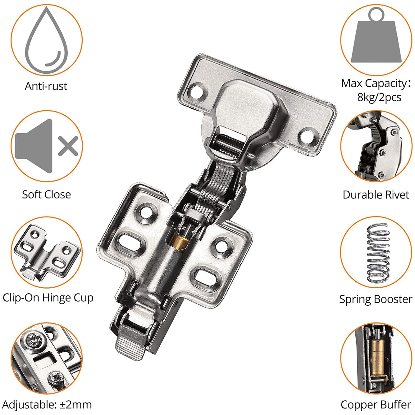 Neoteck 20PCs Brand Hydraulic Clip-On Soft Close Hinges