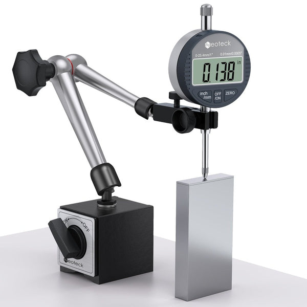 Neoteck Magnetic Base Stand for Digital Dial Indicator Gauge 176lbs/80kg Max Pull - Silver